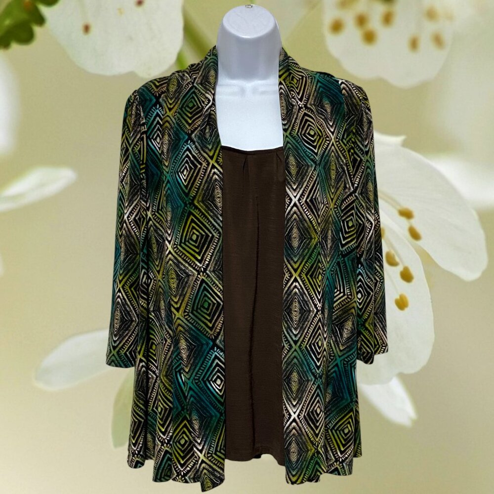East 5th-Women's Large Pullover Cardigan Multi-Color One Piece Design 3/4 Sleeve